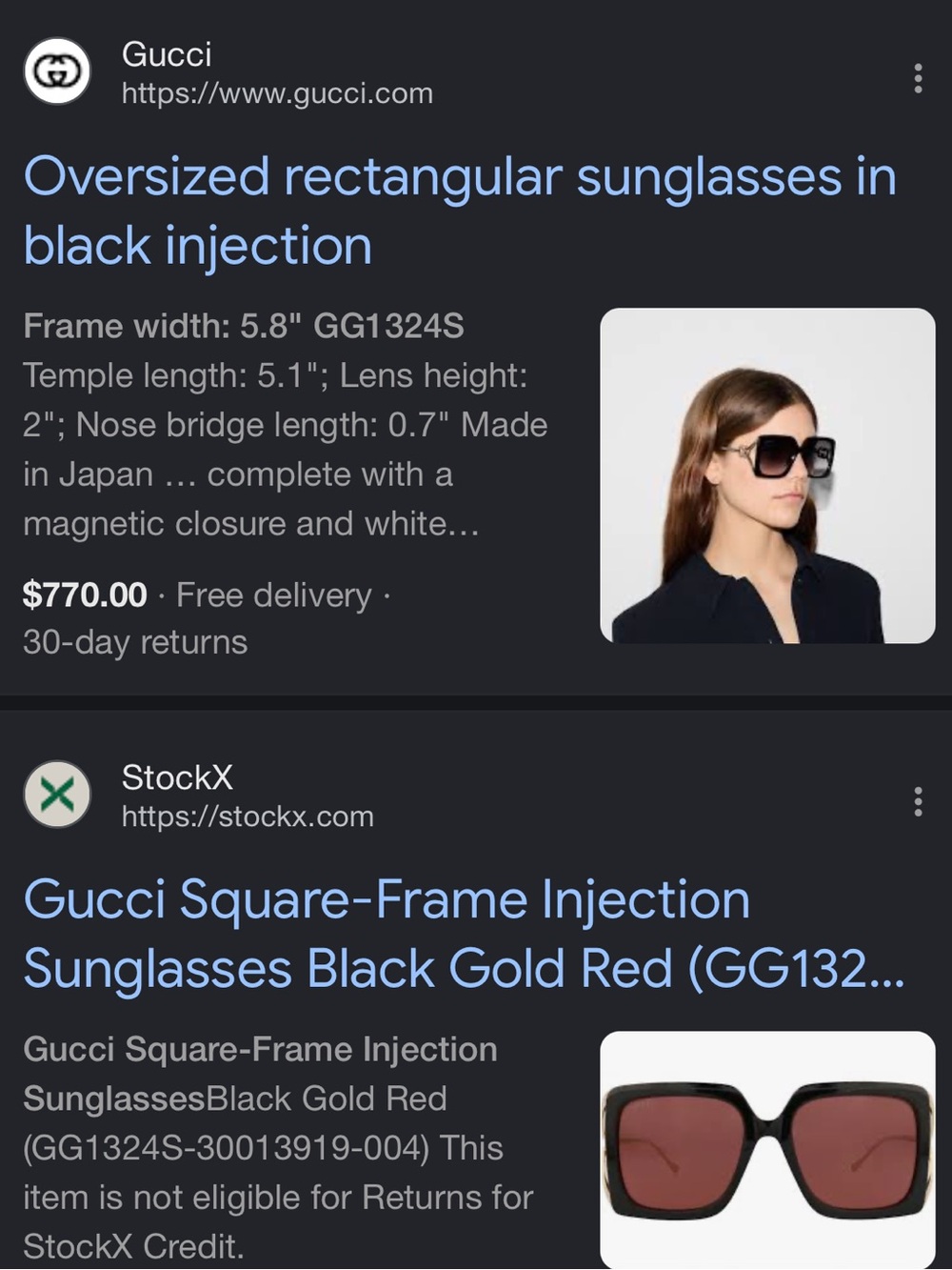 Gucci Oversized Rectangular Sunglasses - Picture 7 of 8